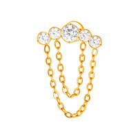 Bijou de piercing en alliage de titane G23 F136 avec chaîne, fermoir mousqueton, vis à filetage interne, tige plate, stud pour lèvre et cartilage d'oreille