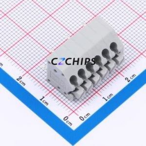 MX250-3.5-06P-B-GY01-Cu-A Spring Terminal Block P=3.5mm Connector ( Construction: 1x6P )( Pitch: 3.5mm )( Color: Gray ) - Product Image 1