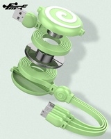 2.4A Kabel Pengisian Cepat Kabel USB Dapat Ditarik Silikon Cair Lollipop 3 In 1 Tas OPP Earphone Standar untuk Ponsel Android