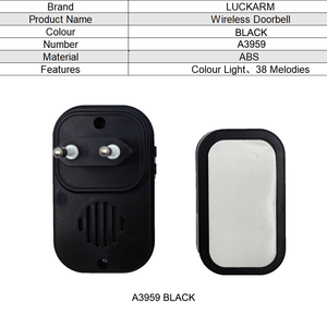 Wasserdichtes kabelloses Türklingel-Set, batteriebetriebener Druckknopf und einsteckbarer Empfänger, einstellbare Lautstärke/LED für Zuhause/Büro - Product Image 3