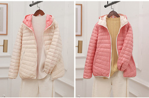 Giacca Imbottita Reversibile da Donna Ultraleggera con Cappuccio, Calda e Leggera, Vendita Promozionale - Product Image 2