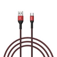 Cable de Datos USB Trenzado de Nailon Wopow WX08 Tipo-C 3A de Carga Rápida de 1.2m, Certificado CE, Garantía de 12 Meses, Negro y Rojo para Computadora