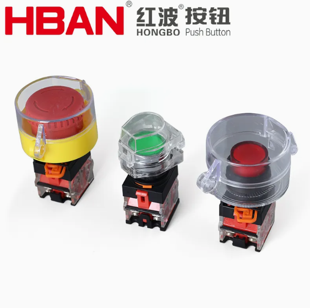 HBAN 22mm Emergency Stop Switch Protective Cover with Transparent Plastic Cap for Push Button Switch and Control Applications