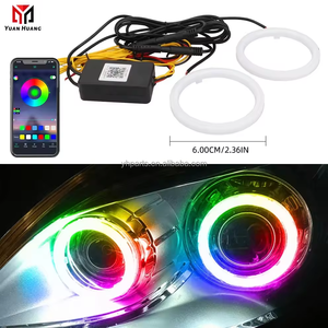 2PCS 60mm Anneaux Angel Eyes APP RGB Feux de jour LED pour projecteur de <span class=keywords><strong>phare</strong></span> Blanc DRL - Product Image 2
