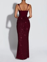 Robe longue scintillante à sequins pour femme 2026, sexy, col licou, moulante, froncée, pour soirée, cocktail, vente en gros