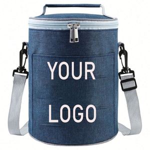Round <b>Insulated</b> <b>Lunch</b> Bag Thick Aluminum Foil Lined Bento <b>Box</b> for Hot Cold Food Storage Portable Promotion Gift Lightweight - Product Image 2