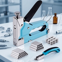 Set Stapler Tangan 3-in-1 SHALL Industrial, Stapler Udara Manual 3000 Staples Bersertifikasi GS untuk Pertukangan Kayu, Dekorasi, dan Pemasangan Kabel