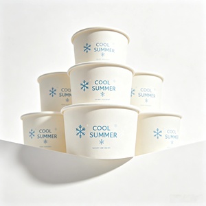 Compostable Sundae <b>Cup</b> Paper Ice Cream <b>Cups</b> 4oz 6oz 8oz <b>Disposable</b> Eco Custom Wholesale - Product Image 1