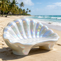 Banc-Chaise Sculpture Géante Moderne de Luxe en Résine de Fibre de Verre, Résistante aux Intempéries, en Forme de Coquillage Marin, Taille Réelle et Colorée pour l'Extérieur