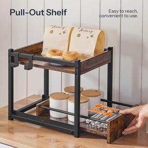 Wooden office desk <b>storage</b> <b>rack</b>, iron and wood combination <b>storage</b> <b>rack</b>, multi-layer <b>storage</b> for miscellaneous items, <b>kitchen</b> - Product Image 3
