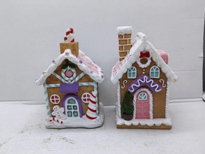 <span class=keywords><strong>Casa</strong></span> di pan di zenzero con caramelle in resina con luce a Led Macaron <span class=keywords><strong>biscotto</strong></span> di natale case in resina ornamento - Product Image 3