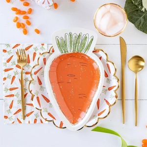 DAMAI Easter Theme Party Disposable Paper Tableware Carrot Rabbit Animal Shape Paper Plate With Hot-Stamping Craft Supplies - Product Image 1