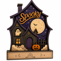 Figurine d'Halloween personnalisée en contreplaqué peuplier découpée au laser pour maison hantée, vente en gros, décoration effrayante, conforme CPSC, DDP