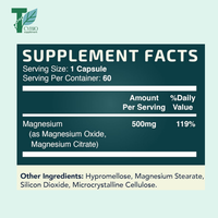 OEM/ODM Complexe de citrate de magnésium 500 mg pour la constipation et supplément de magnésium à absorption élevée