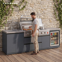Ensemble de cuisine extérieure modulaire de luxe KC-19 en aluminium moderne pour barbecue et pizza, avec grill et réfrigérateur