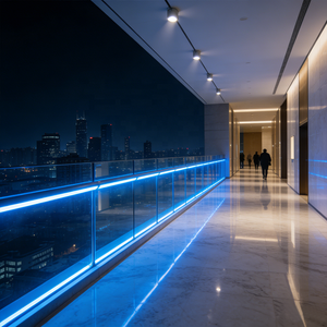 Ringhiera <span class=keywords><strong>in</strong></span> <span class=keywords><strong>Vetro</strong></span> per Veranda, Balaustra per Terrazza Esterna, Ringhiera per Scale, Design per Hotel e Edifici Commerciali con Illuminazione LED - Product Image 4