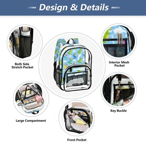 New Arrival Dinosaur Print Clear PVC <b>Backpack</b> Heavy Duty Transparent Bookbag for <b>School</b> <b>Backpack</b> with Reinforced Strap for Kids - Product Image 5