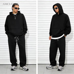 Heavyweight 350GSM Fleece Tracksuit <strong>Men</strong> Custom Logo Blank Oversized Hoodie Baggy Jogger <strong>Suit</strong> Premium Streetwear Set <strong>UK</strong> Fit - Product Image 4