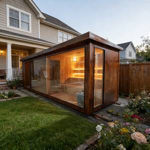 Sauna Cuadrada de Leña para Exteriores, Sauna Móvil, Casa Contenedor de Madera Sólida, Sauna Exterior, Sauna Seca - Product Image 6