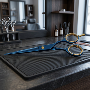 Maclura Professional Stainless Steel Beauty Salon Hair <b>Scissors</b>-Blue Color Blunt Tip Right-Handed Barber Cutting Shears - Product Image 3
