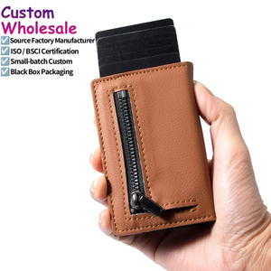 Casekey Manufacturer <b>Men</b> Slim Minimalist Popup Smart <b>Wallet</b> <b>RFID</b> Blocking Nappa Leather Credit Card Holder Magnetic Cards - Product Image 1