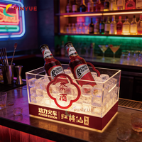 Prix d'usine, vitrine de présentation de bouteilles de whisky, de bière et de vin en acrylique éclairé par LED personnalisée avec lumières LED pour bar, boîte de nuit