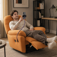 Fauteuil inclinable électrique moderne avec support pour téléphone, en cuir véritable