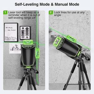 Nivel Láser <span class=keywords><strong>Huepar</strong></span> <span class=keywords><strong>S03CG</strong></span>-L de 360 Grados, Haz Verde 3D, Líneas Cruzadas Horizontales y Verticales Giratorias - Product Image 4