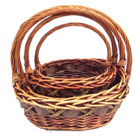 Ensemble de paniers tissés en osier naturel ovales et circulaires faits à la main de la marque Jarnier avec poignée, grands paniers en osier noir pour cadeaux