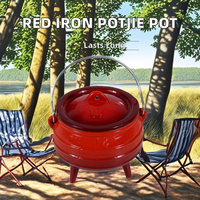 Ensemble de casseroles en fonte émaillée rouge 1/4 # plats de service en métal classique soupe gaz Induction