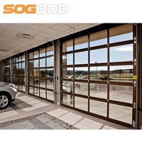 Nouvelle porte de garage sectionnelle en verre commercial 16x7, porte de garage en verre isolé avec fenêtres
