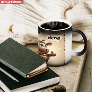 Smooth Round Edge Safe Drinking Mug Frosted Black 11oz <b>Ceramic</b> Heat Changing Magic <b>Cup</b> - Product Image 3