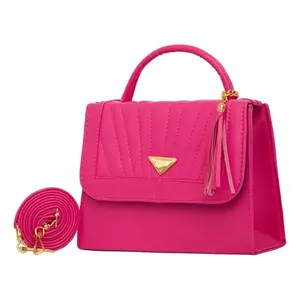 Bolso Bandolera Estilo Vintage Fana Lizbet Buganvilia, de PU Impermeable, con Asa Única, Cierre de Cremallera y Decoración de Borlas - Product Image 1