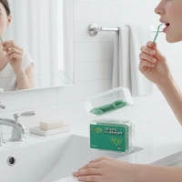 Fil dentaire à usage domestique pour soins quotidiens avec étui de voyage, manche antidérapant, barre de fil résistante à la déchirure avec queue en arc, fil à double usage