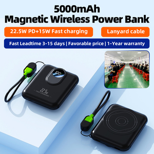5000mAh Pocket Powerbank Magnetic <b>Wireless</b> Fast Charging 22.5W USB Type-C Digital Display Power Bank With Lanyard - Product Image 1