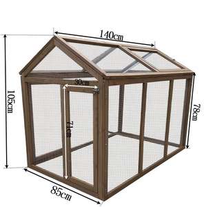 Cages et maisons pour animaux de compagnie modernes, mobiles, en bois massif, pour poulets, chats, chiens, oiseaux, avec 2 portes, roues et plateau pour la ferme et la cour - Product Image 2
