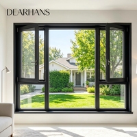 Fenêtre à battant moderne à rupture de pont thermique pour climat froid, en aluminium sur mesure, insonorisée, à ouverture vers l'extérieur, avec double vitrage anti-bruit