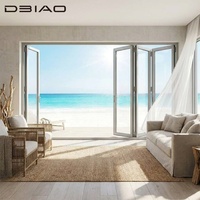 Puerta Plegable Moderna de Aluminio Negro DBIAO con Vidrio Templado para Entrada Exterior, Patio Trasero, Estudio u Oficina
