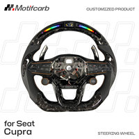 Volant sport en fibre de carbone forgée noire personnalisé avec affichage LED du régime pour Seat Cupra Leon ST Formentor VZ Tavascan Born Ibiza FR