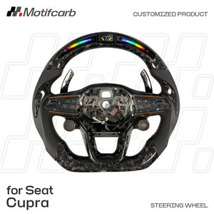 Volant sport en fibre de carbone forgée noire personnalisé avec affichage LED du régime pour Seat Cupra Leon ST Formentor VZ Tavascan Born Ibiza FR - Product Image 2