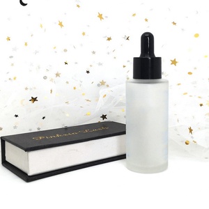 Luxury Custom 30ml 50ml 60ml 1oz 2oz Flat Shoulder Beard Hair Body Essential Oil Glass Dropper Serum Bottle with Paper <b>Box</b> - Product Image 2