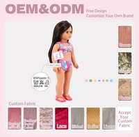 Lot de 2 maillots de bain pour poupées de 18 pouces, imprimé tropical rose, avec détail nœud, pour les vacances d'été, vente en gros