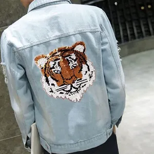 Tigers Pailletten Heißpresse Patch individuell Katze Bienen Tier Metall Glitter Pailletten Stickerei Patches bügeln für Cowboy-Bekleidung