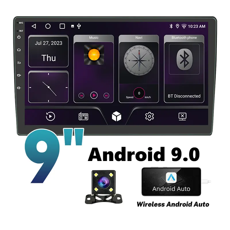 MCX Autoradio 2 din Android 9 pouces Écran tactile 4G BT5.0 Lecteur dans le tableau de bord Android Auto et CarPlay Multimédia Vidéo Lecteur DVD de voiture