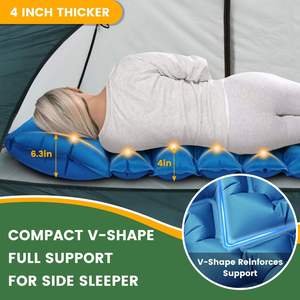 Outdoor <b>Waterproof</b> Thick Sleeping <b>Pad</b> With Pillow Ultralight Inflatable Tent Mattress Bed Foot Pump Camping Hiking Traveling Com - Product Image 5
