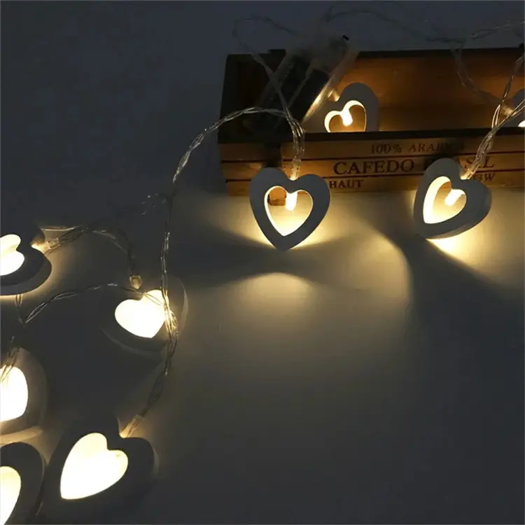 Corda de lâmpada de forma de amor, para decoração de natal, decoração pequena, lanterna, 10 luzes, arte em madeira, para pêssego, bateria, imperdível