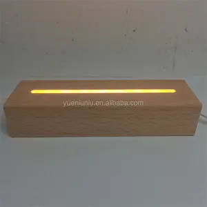 Basi luminose a led rettangolari in legno di faggio USB di vendita calda per acrilico