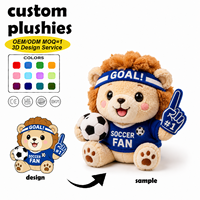 Peluches personnalisées, jouets en peluche, jouets en peluche sur le thème du football, conception 3D disponible, faible MOQ pour cadeau souvenir