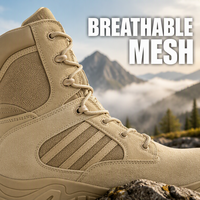 Bottes tactiques pour hommes, hiver, mi-mollet, toile et daim, lacets, fermeture éclair, semelle en caoutchouc, logo imprimé 3D, randonnée en montagne, entraînement en plein air