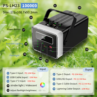 Batterie externe de grande capacité pour le camping en plein air, 100000 mAh, chargeur portable avec câbles intégrés, lumière LED